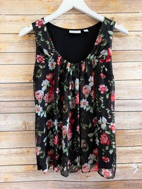New York & Company Tank Blouse Sleeveless Floral Size Medium